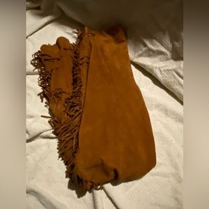 Michael Kors Suede Fringe Pants, small Brown